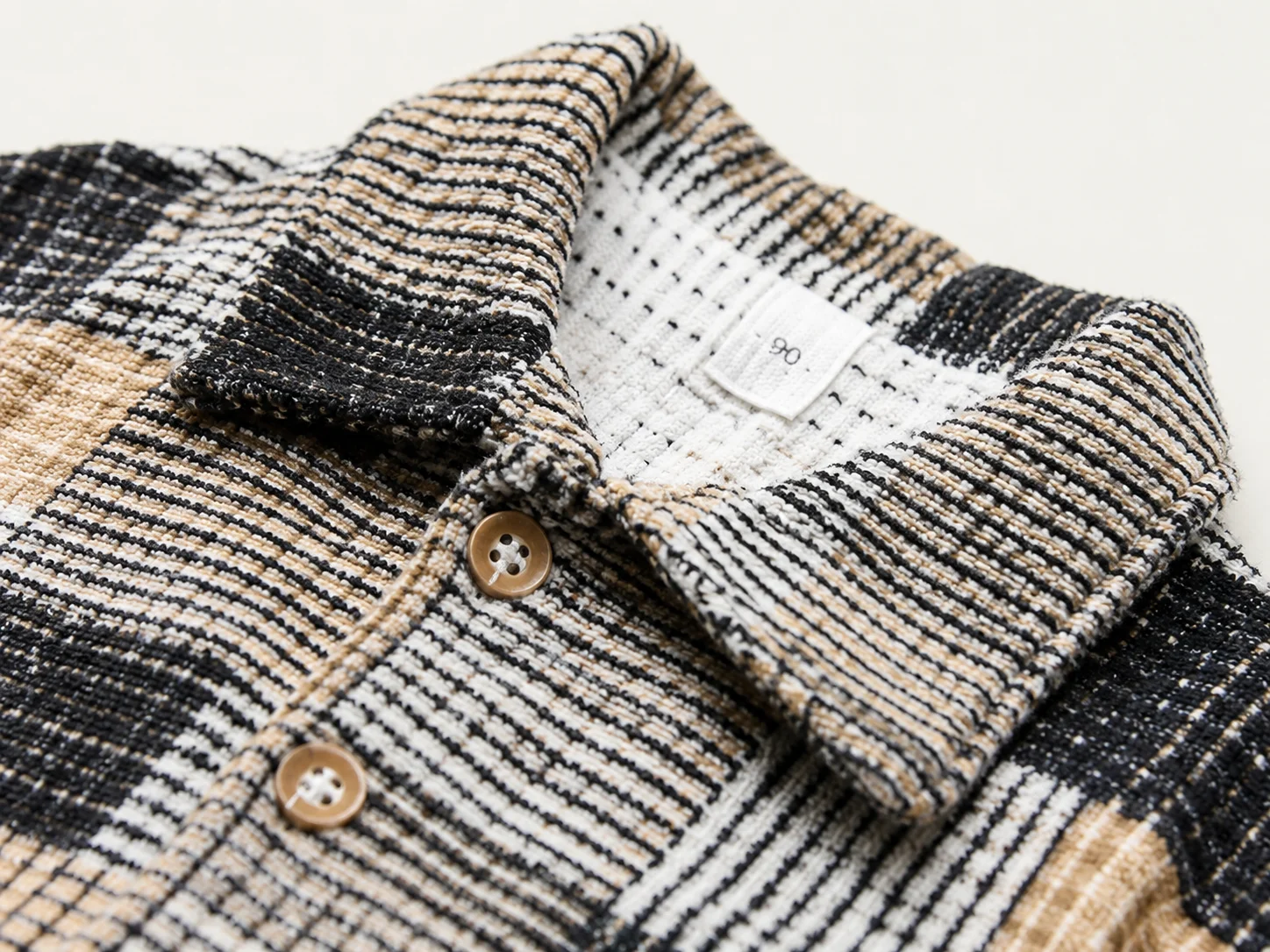 Black & Beige Patchwork Block Print Jacket - View 4
